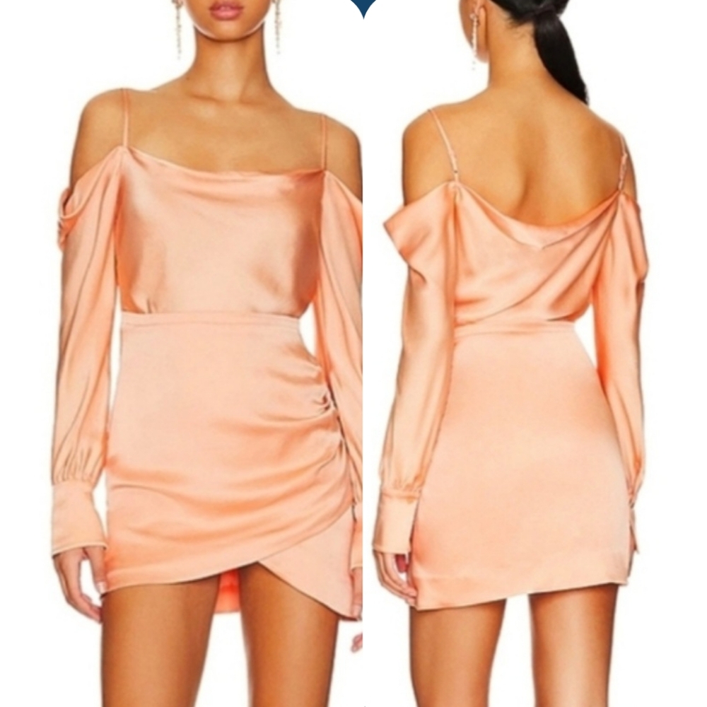 Jonathan Simkhai X REVOLVE Size 4 Velma Orange Draped Shoulder Mini Dress NWT